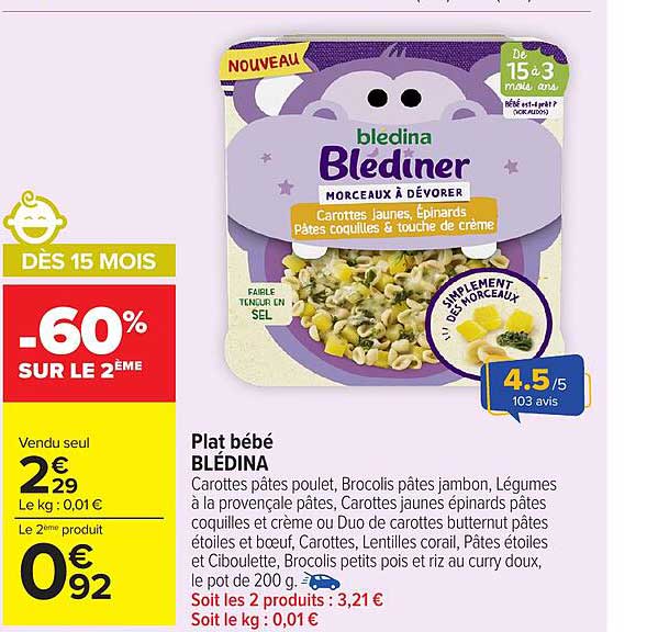 Plat bébé BLÉDINA - Morceaux à dévorer