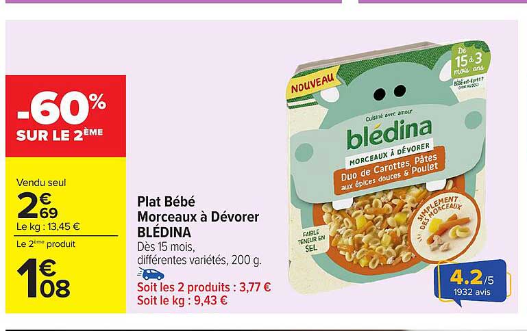 Plat Bébé Morceaux à Dévorer BLÉDINA