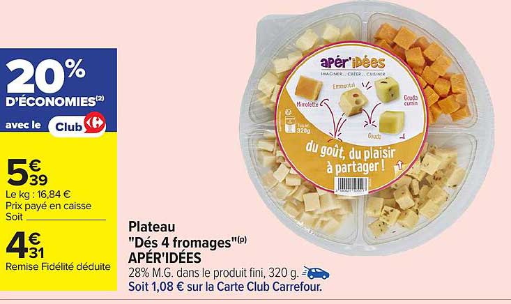 Plateau "Dés 4 fromages"(P) APÉR'IDÉES