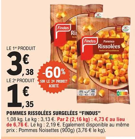 POMMES RISSOLÉES SURGELÉES “FINDUS”