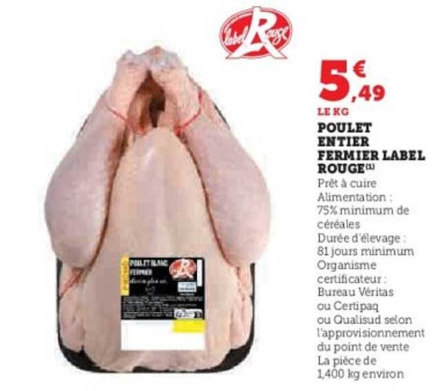 POULET ENTIERS FERMIER LABEL ROUGE