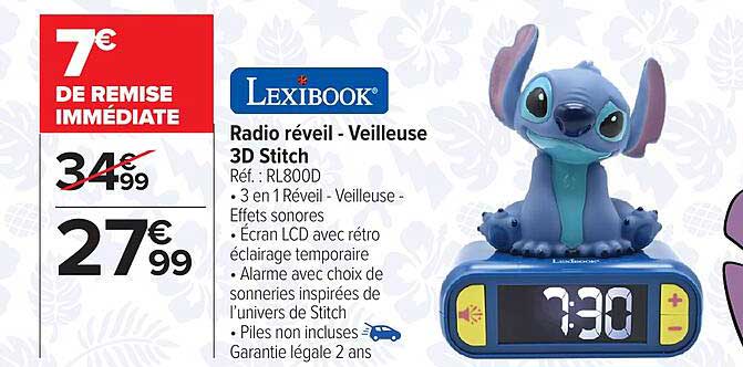 Radio réveil - Veilleuse 3D Stitch