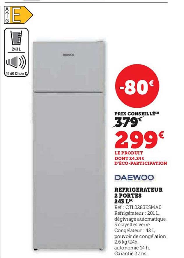 Réfrigérateur 2 PORTES 243 L