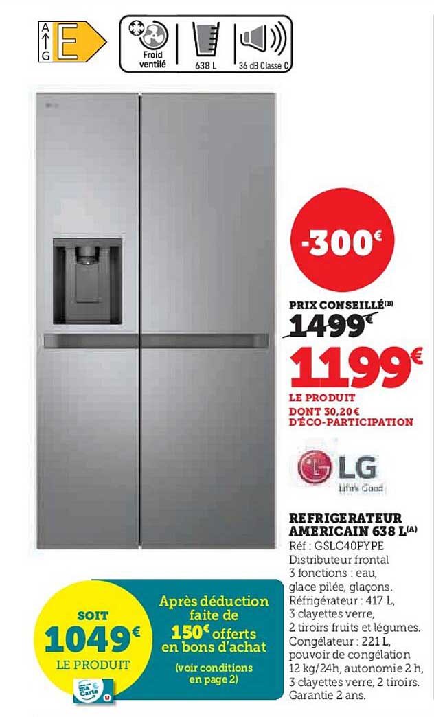 Réfrigérateur Américain 638 L