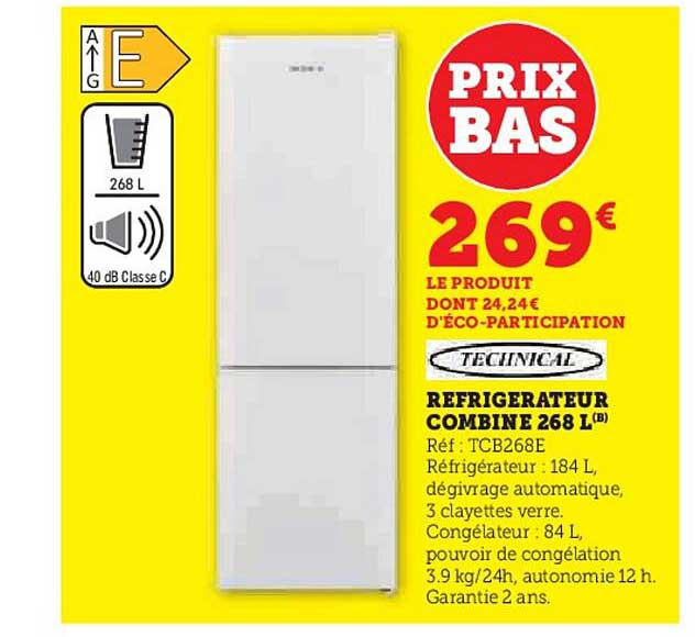 Réfrigérateur Combiné 268 L