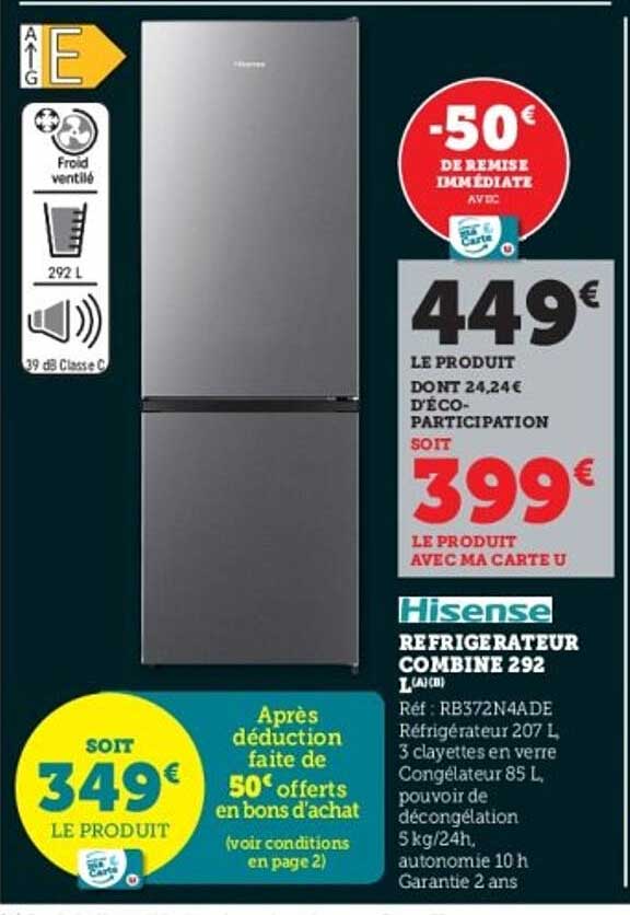 Réfrigérateur combiné 292 L Hisense