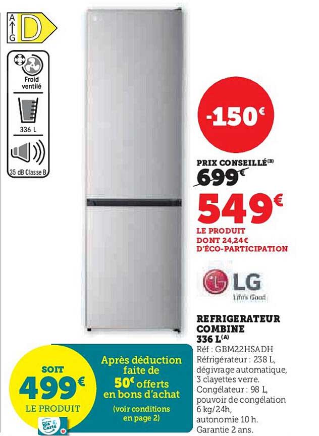 Réfrigérateur Combine 336 L