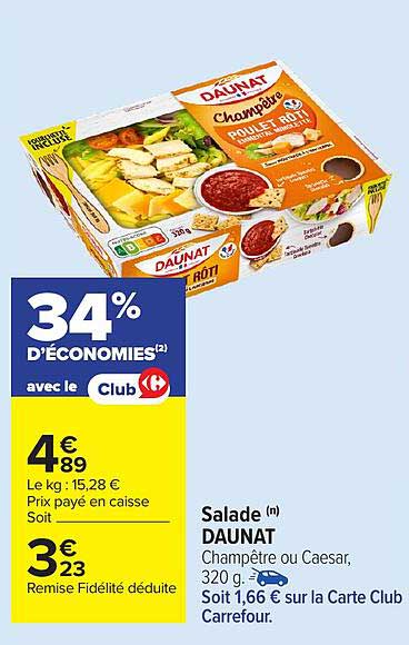 Salade DAUNAT Champêtre ou Caesar, 320 g