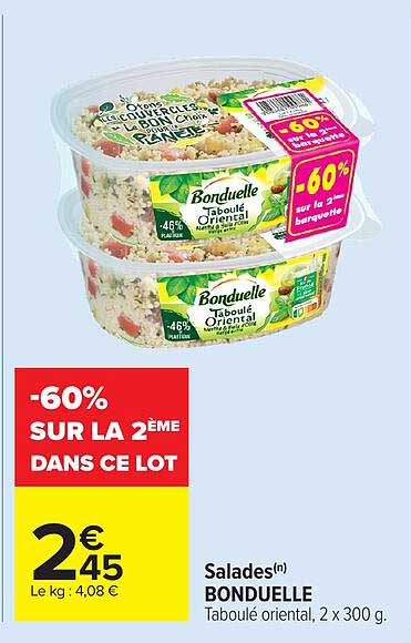 Salades(n) BONDUELLE Taboulé oriental, 2 x 300 g.