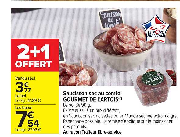 Saucisson sec au comté GOURMET DE L'ARTOIS