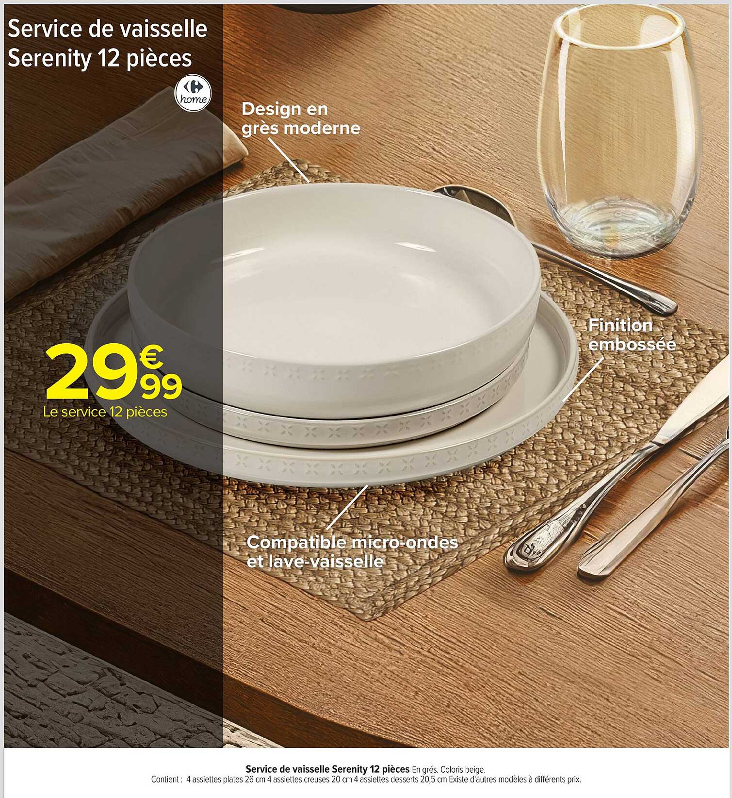 Service de vaisselle Serenity 12 pièces