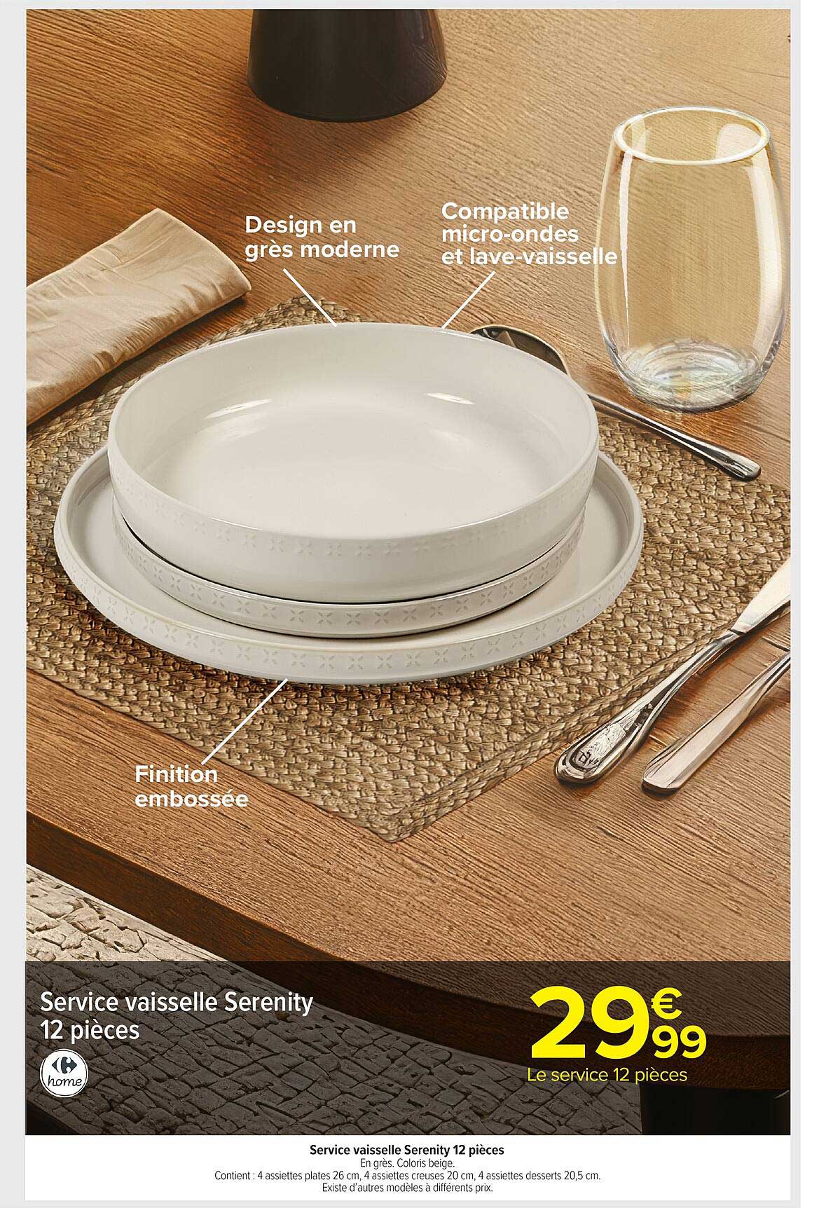Service vaisselle Serenity 12 pièces