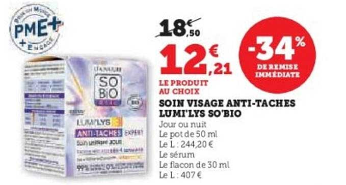 SOIN VISAGE ANTI-TACHES LUMI'LYS SO'BIO