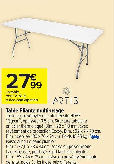 Table Pliante multi-usage
