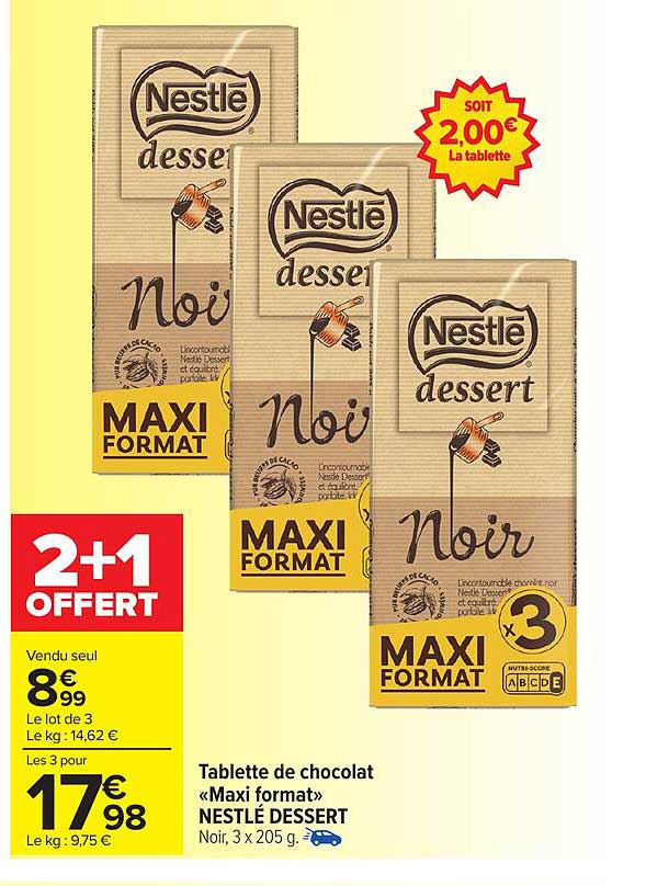 Tablette de chocolat «Maxi format» NESTLÉ DESSERT