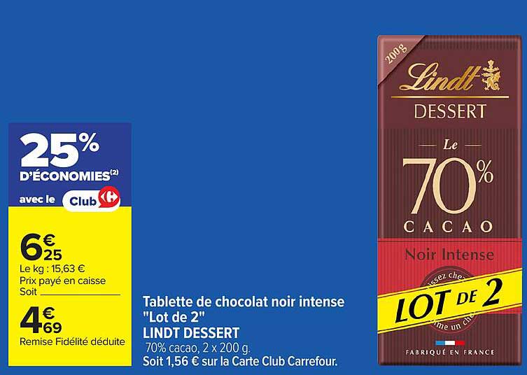 Tablette de chocolat noir intense "Lot de 2"