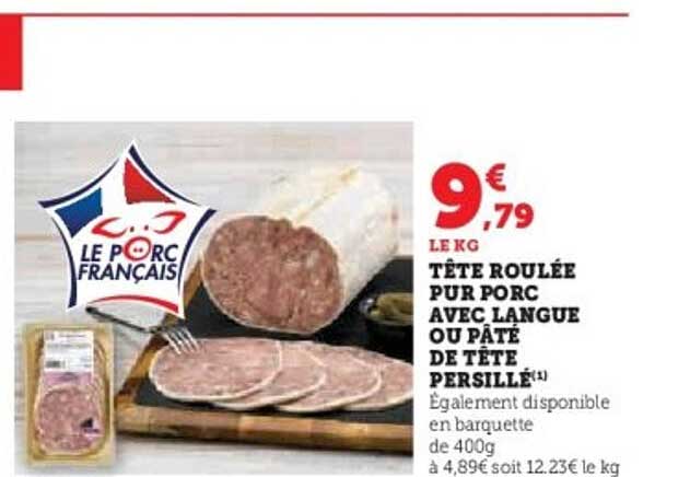 TÊTE ROULEÉ PUR PORC AVEC LANGUE OU PÂTÉ DE TÊTE PERSILLÉ