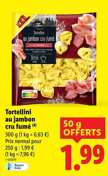 Tortellini au jambon cru fumé