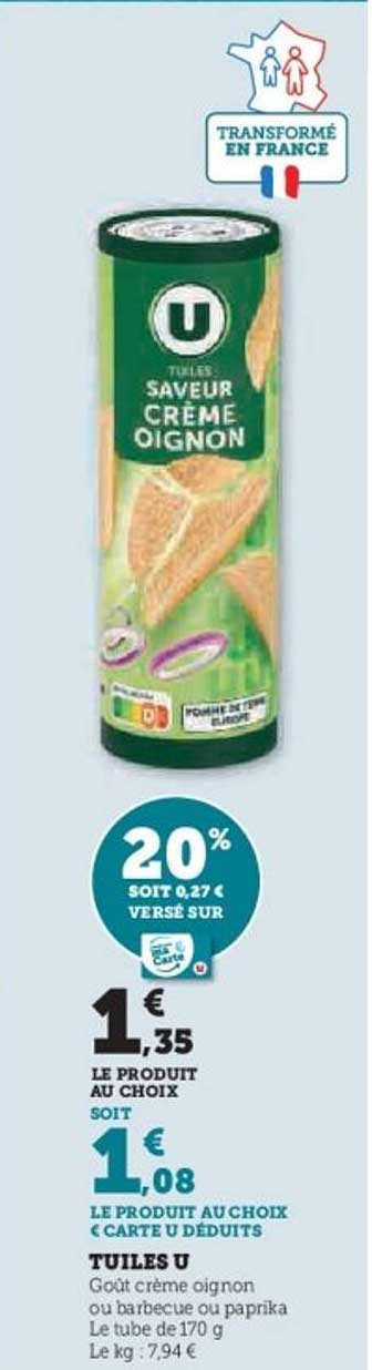 TUILES U GOÛT CRÈME OIGNON