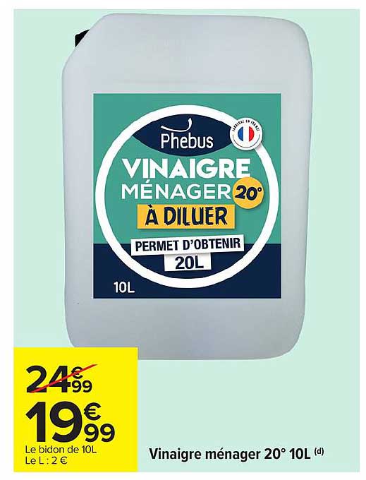 Vinaigre ménager 20° 10L
