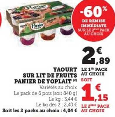 YAOURT SUR LIT DE FRUITS PANIER DE YOPLAIT