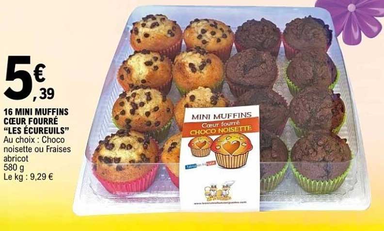 16 MINI MUFFINS CŒUR FOURRÉ “LES ÉCUREUILS”
