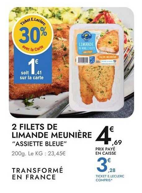 2 FILETS DE LIMANDE MEUNIÈRE "ASSIETTE BLEUE"