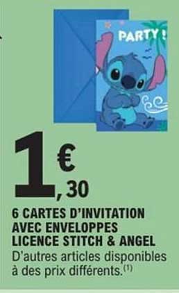 6 CARTES D’INVITATION AVEC ENVELOPPES LICENCE STITCH & ANGEL