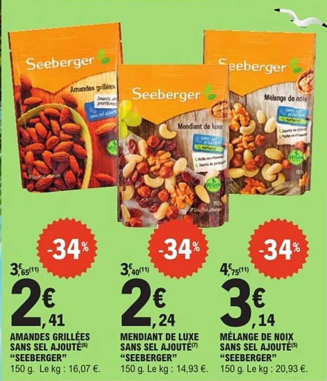 Amandes grillées sans sel ajouté Seeberger