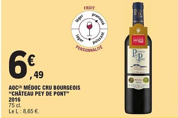AOC(2) Médoc Cru Bourgeois "Château Pey de Pont" 2016