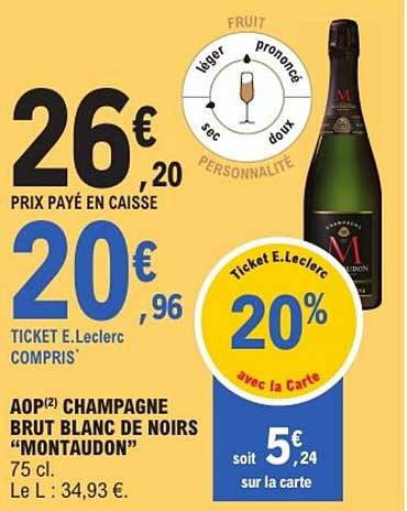 AOP(2) CHAMPAGNE BRUT BLANC DE NOIRS “MONTAUDON”