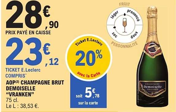 AOP(2) CHAMPAGNE BRUT DEMOISELLE "VRANKEN"