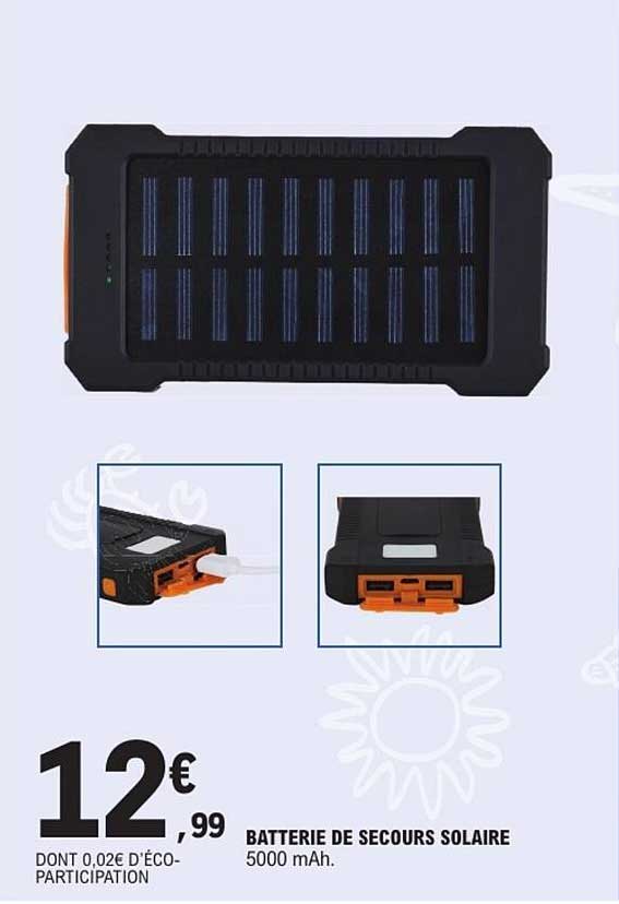 Batterie de secours solaire 5000 mAh