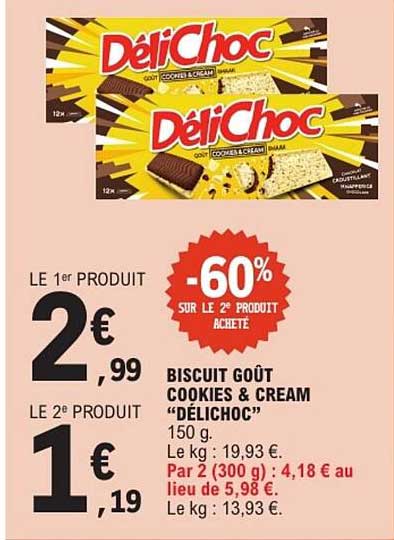 BISCUIT GOÛT COOKIES & CREAM “DÉLICHOC”