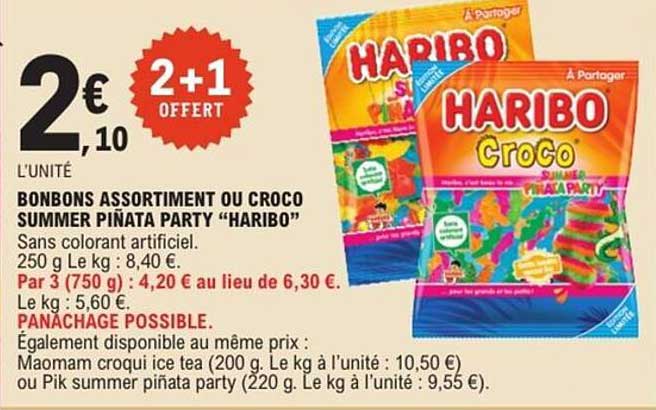 BONBONS ASSORTIMENT OU CROCO SUMMER PIÑATA PARTY “HARIBO”