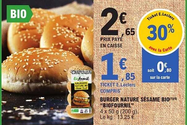 BURGER NATURE SESAME BIO "BIOFOURNIL"