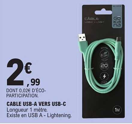 Câble USB-A vers USB-C