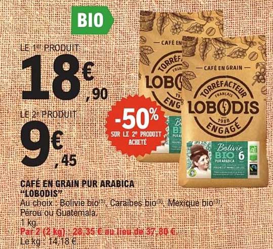 CAFÉ EN GRAIN PUR ARABICA "LOBODIS"