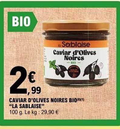 CAVIAIRE D'OLIVES NOIRES BIO "LA SABLAISE"
