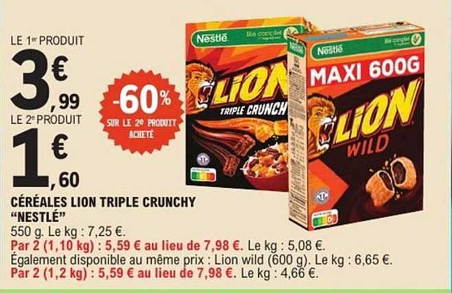 CÉRÉALES LION TRIPLE CRUNCHY "NESTLÉ"