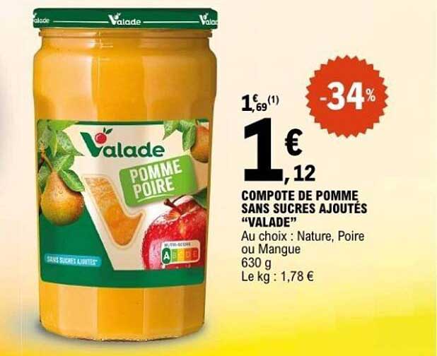 COMPOTE DE POMME SANS SUCRES AJOUTÉS “VALADE”