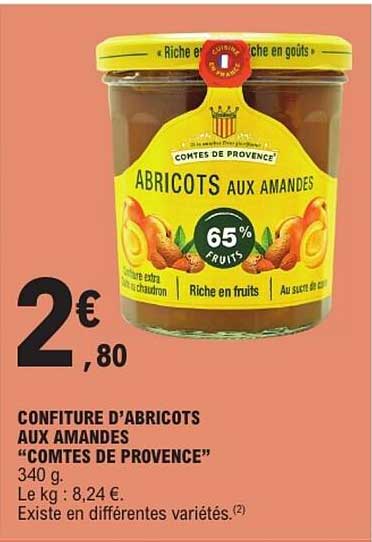 CONFITURE D'ABRICOTS AUX AMANDES "COMTES DE PROVENCE"