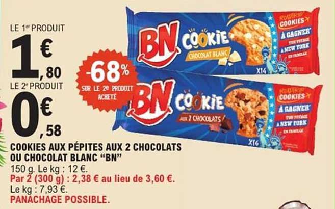 Cookies aux pépites aux 2 chocolats ou chocolat blanc “BN”