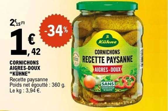 CORNICHONS AIGRES-DOUX "KÜHNE"