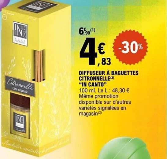 DIFFUSEUR À BAGUETTES CITRONNELLE "IN CANTO"