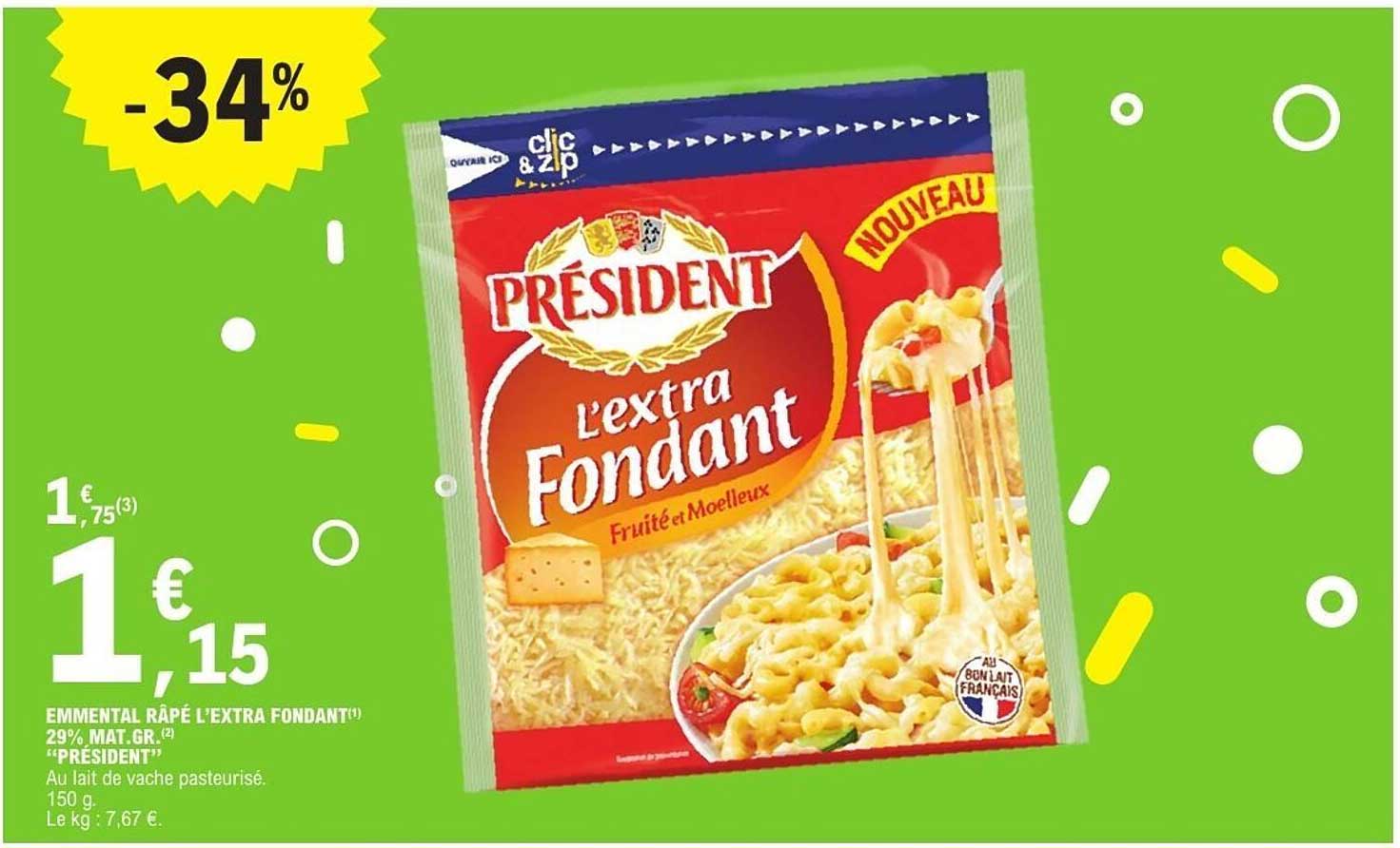 Emmental Râpé L'Extra Fondant 150 g - Président