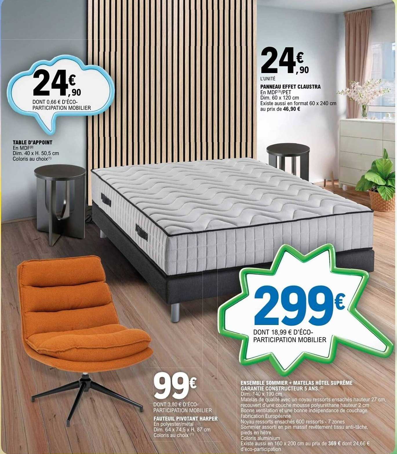 Ensemble Sommiers + Matelas Hôtel Supérieur Garantie Constructeur 5 Ans.