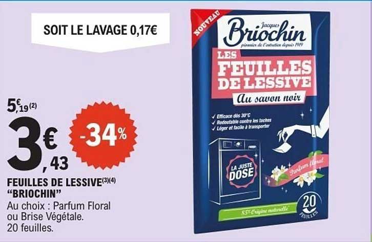 FEUILLES DE LESSIVE "BRIOCHIN"