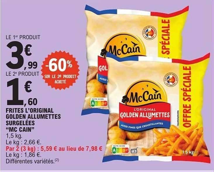 Frites L’Original Golden Allumettes Surgelées “MC CAIN”