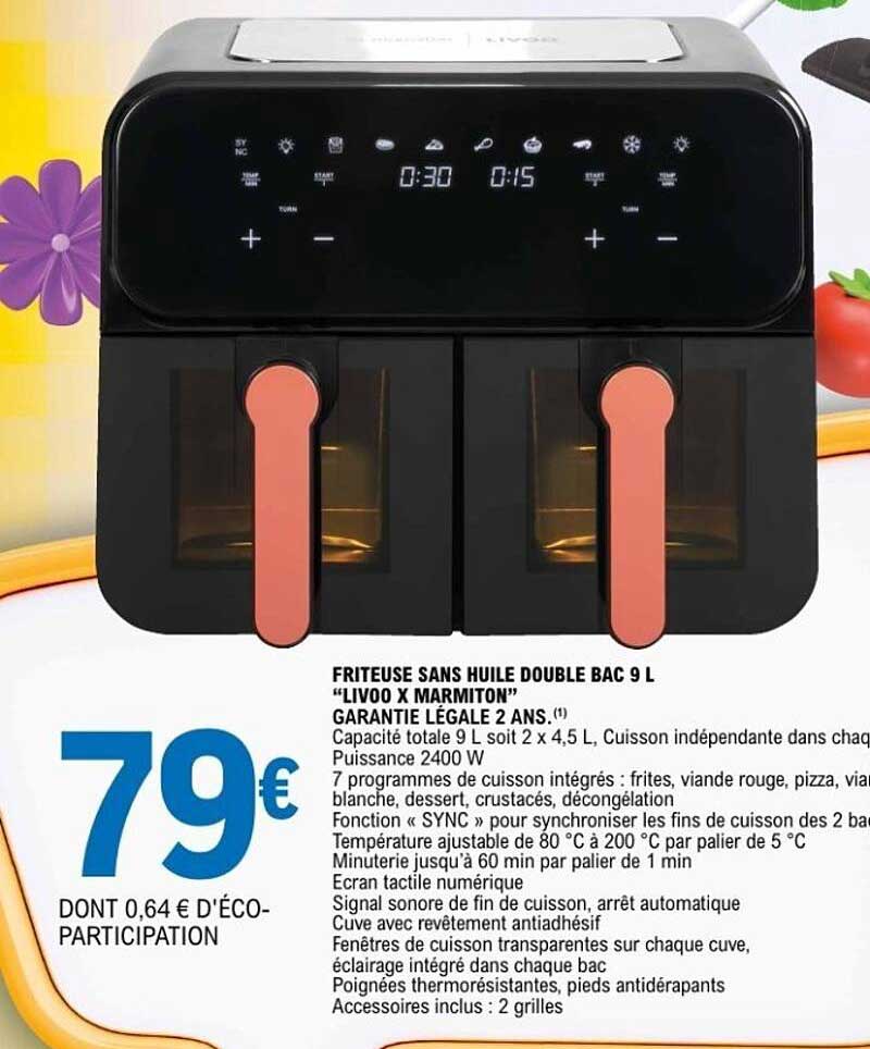 Friteuse sans huile double bac 9 L 'LIVOO X MARMITON'
